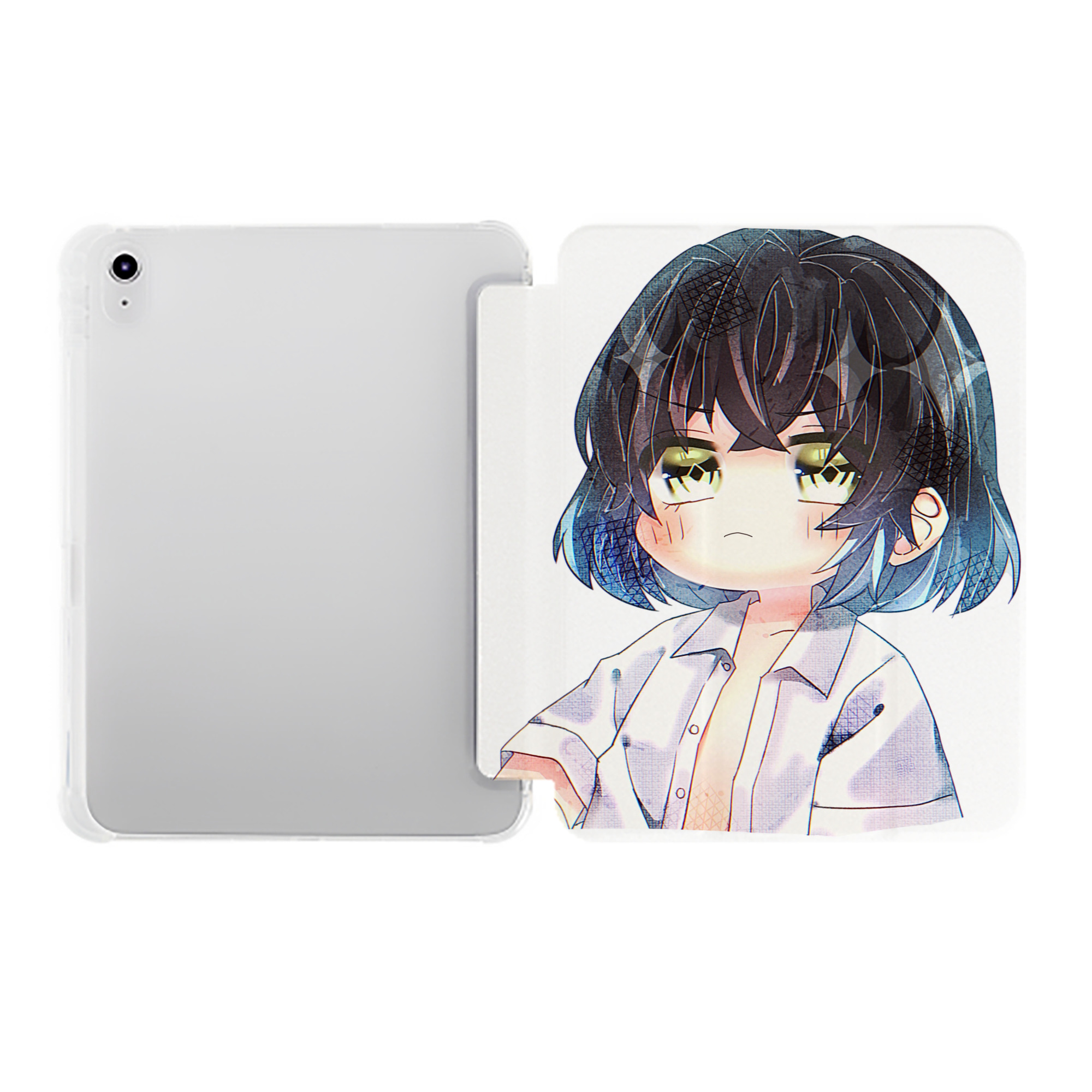 （画像用） 鬼滅の刃（きめつのやいば）嘴平 伊之助／はしびら いのすけ Hashibira Inosuke IPad ケース ペン収納付き 三つ折りスタンド PUレザー×シリコン 対応機種9.5/10.5/10.9インチ